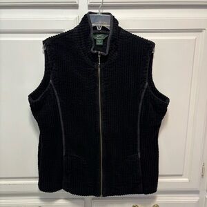 Woolrich Corduroy Vest Zip Up Black Soft Ribbed Outdoors Women’s Size XL